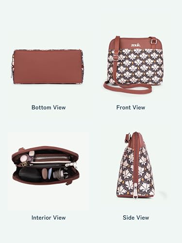 Image of ZOUK Printed Vegan Leather Out Of Office Sling Bag With Adjustable Strap For Women's Girls