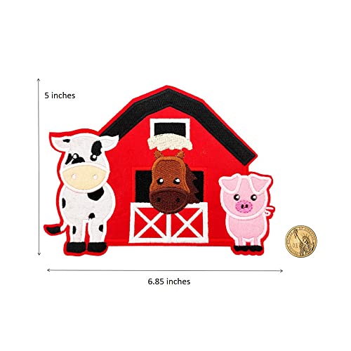 Écusson brodé feutre animaux de la ferme 17,4 cm mercerie patch couture - 2