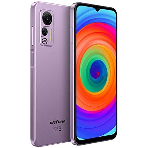 Ulefone Android 12 4G Mobile Phone Unlocked NOTE 14, 3-Card Slot, Helio A22 Quad Core 3GB+16GB, DUAL SIM-Free Smartphone, 6.52'' HD+ Screen, 8MP+5MP Camera, 4500mAh Battery, Face Unlock GPS Purple Cover