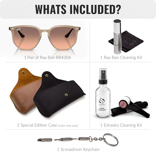 Image of Ray-Ban RB4306 Square-Round Shaped Sunglasses for Men & Women with Official RAYBAN Eyewear Kit