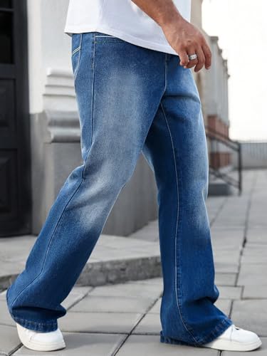 SOLY HUX Men's Bell Bottom Jeans Vintage Flared Denim Pants 70s Outfits Streetwear2