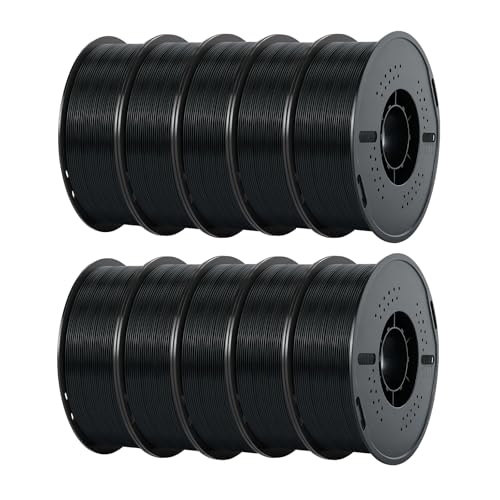 Image of Kingroon 10KG PLA Filament 1.75mm, + /- 0.02mm Tolerance, Smooth 3D Printing Filament Bulk, Individually Vacuum-Sealed,1kg per Spool, 10 Pack, Fits for Most FDM 3D Printers, Charcoal Black