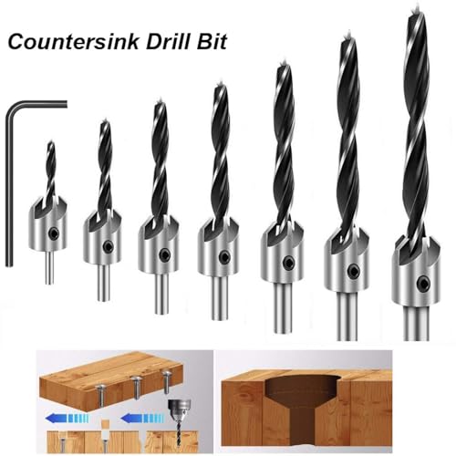 Juego de brocas avellanadoras de acero de alta velocidad para madera y metal, herramienta para carpintería y taladrado con bisel de 15 grados miniatura 3