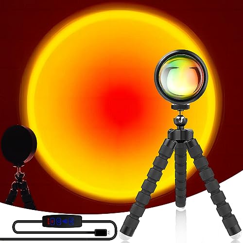 Image of JIMEI Sunset Lamp Led Lights for Bedroom Aesthetic Room Decor Night Light Living Room Sun Sunlight Projector Christmas Decorations Gifts Party Orange