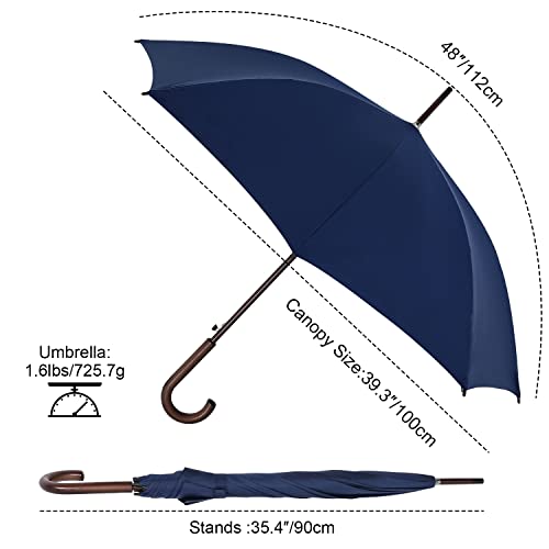 Abccanopy Auto Open Wooden Handle J Stick Umbrella,Windproof Large Umbrella For Rain 48 Inch Automatic Umbrella,Umbrall For Man Or Family Vented Windproof Waterproof Umbrella Upf 50+ Blocking Uv 99.98% #TOP2