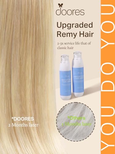 Image of DOORES Human Hair Extensions, 24 Inch 120g Dirty Blonde Mixed Platinum Blonde, Hand-Tied Weft Hair Extensions, Real Human Hair