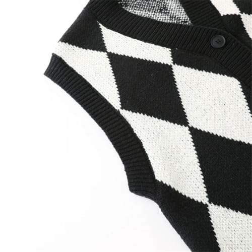 Men's Plaid Sweater Vest Sleeveless V-Neck Button Office Knitted Vest Fit Cardigan Tank Tops2