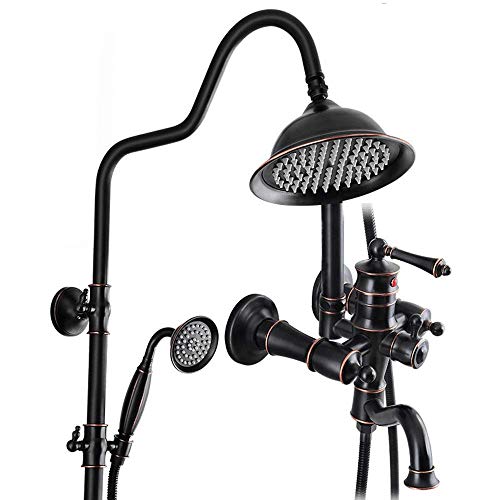 FBBSZSD Ensemble de Douche Noir Robinet en cuivre Chaud et Froid Douche Ascenseur Douche Ensemble de Douche rétro délicat Cover