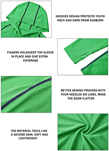 Image of Boys Grils Long Sleeve Sun Shirts UPF50+ Hoodie Thumbhole Rash Guard Quick Dry Atheltic Hiking Workout Water Playing