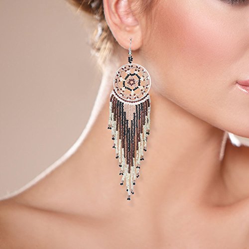 Tarsus Dream Catcher Bead Earrings Dangle for Women "Japan Seed Bead" Girls Hypoallergenic Beaded Native American2