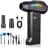 【101m/sを超える圧倒的な風速】エアダスター 電動エアダスター ブロワー 洗車 ブロアー 充電式 マッハ級の風速 ダブルLEDで強力照射 電量・風速ディスプレイ10000mAh大容量バッテリー 200000RPM 4段階風量調整 小型で強力多用途 PC掃除/洗車/キーボード/車内/エアコン照明/防災等 (１台入り) (Holographic)