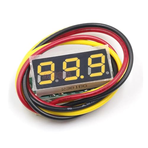 0.28インチ DC 0-100V 3線式ミニゲージ電圧計 電圧計 LEDディスプレイ デジタルパネル電圧計 メーター 検出器 モニター ツール(Yellow)