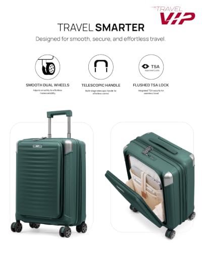 Image of VIP Shockedge Cabin Hard Case Trolley Bag with Laptop Compartment, Green