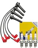 Cabos de Vela LC CABOS + Velas Marelli Chery QQ 1.1 16V 2011 Em Diante 7mm Preto com Terminal Vermelho