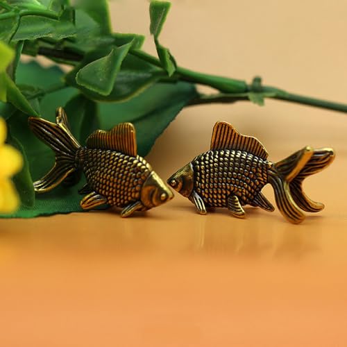 Figura de pez dorado de bronce retro para decoración miniatura 5