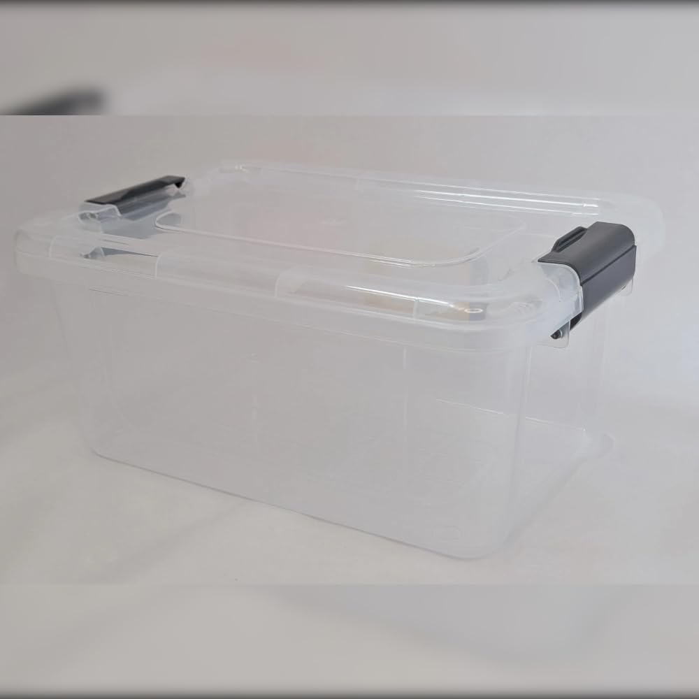 Oms Home Store Clear Plastic Storage Box Lid Handles Food Boxes Container Home Kitchen Office Box (10L)
