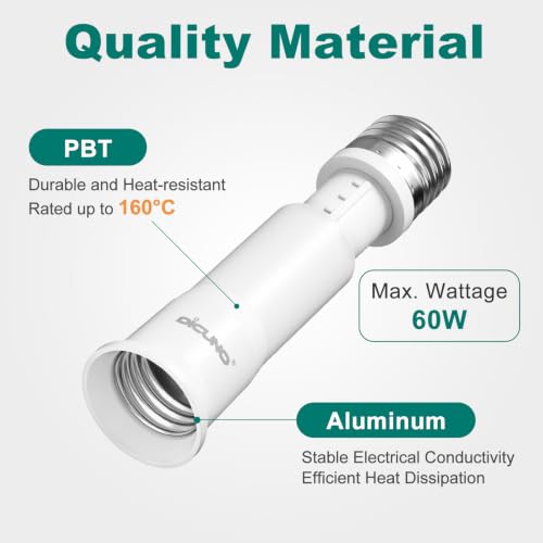 Image of DiCUNO E26 Bulb Socket Extender, Flexible Socket Fan Light Extender, 6-Pack