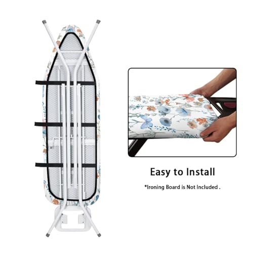 Image of Ironing Board Cover, Standard Size 15x54, Poppy Art Print, Elastic Edge, Resist Scorching, Adjustable Fastener, Fashion Iron Board Covers
