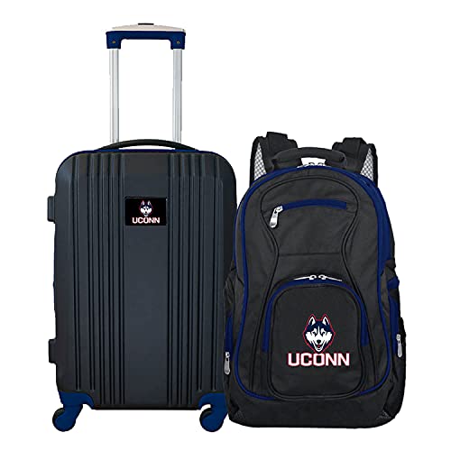 Denco University of Connecticut Huskies 2-Piece Luggage Set, Includes 21-inch Two-Tone Hardcase Spinner and 19