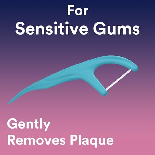 DenTek Comfort Clean Sensitive Gums Floss Picks, Soft & Silky Ribbon, 150 Count, 6 Pack (Blue) - 5