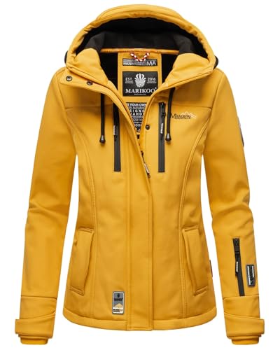 MARIKOO Damen Softshell Jacke Winterjacke wasserabweisend Outdoor B864 [B864-Kl.zicke-A-Yellow-Gr.M]