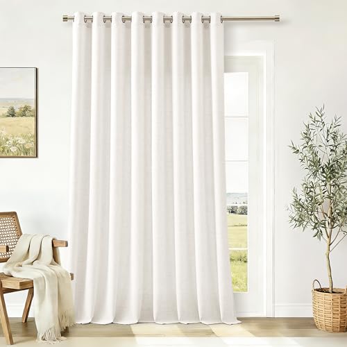 Image of 108 Inch Length Curtains Extra Wide 100 Inch Beige White 1 Panel