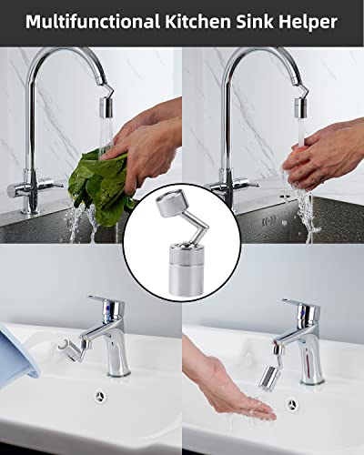 Hibbent Faucet Aerator, 720° Swivel Big Angle Spray Aerator, Solid Brass Dual Function Kitchen Sink Faucet Aerator, Bathroom Faucet Mounted For Face Washing, Gargle And Eye Flush, Chrome #TOP4