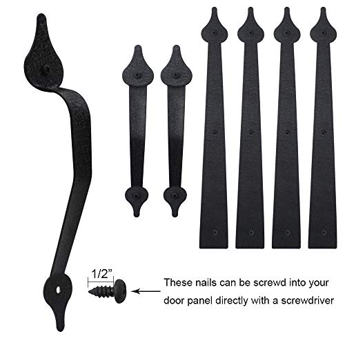 Winsoon Decorative Metal Garage Door Hardware Screw In Carriage House Accents Dummy Hinges Handles Black Steel Barn Gate Garage Decor #TOP4