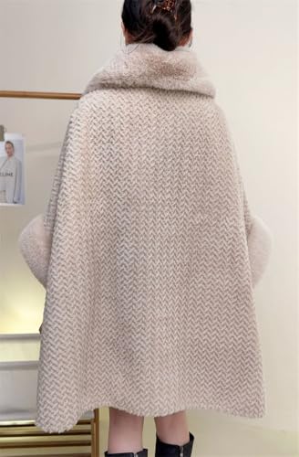 Women's Faux Fur Shawls and Wraps Solid Color Fur Collar Shawl Coat Plush Padded Cloak Cardigan Evening Cape Long Stole Wraps3