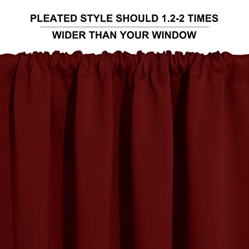 RYB HOME Short Curtains Blackout - Small Window Decor Privacy Thermal Insulated Drapes for Baby Bathroom Basement, W52 x L36, Burgundy Red, Set of 2