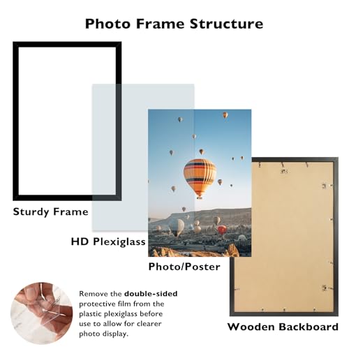 Image of JCJMY 22.375x34 Picture Frame Black for Poster Puzzle Photo Picture, Horizontal and Vertical Formats for Wall Hanging, 22.375 x 34 Wall Gallery Poster Photo Frame for 22.375 by 34 Photos Posters,Black