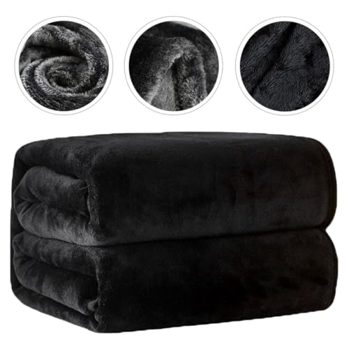 Couverture douce pour peau sensible en polyester corail noir - 8
