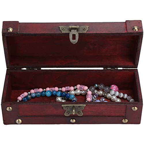 Ovast 01 02 015 Retro Treasure Chest, Vintage Storage Box Antique Style Box Jewelry Storage Box For Photography Props For Home Ornament(6702 Red) (Color : 6702-Dh Red Butterfly Clasp) #TOP7