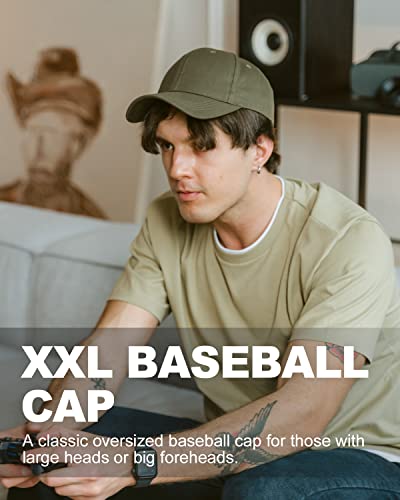 Image of Zylioo XL XXL Oversize Baseball Cap, 100% Cotton Adjustable Dad Hat for Big Heads 23.5 inch-25.5 inch, Soft Crown Large Size Cap