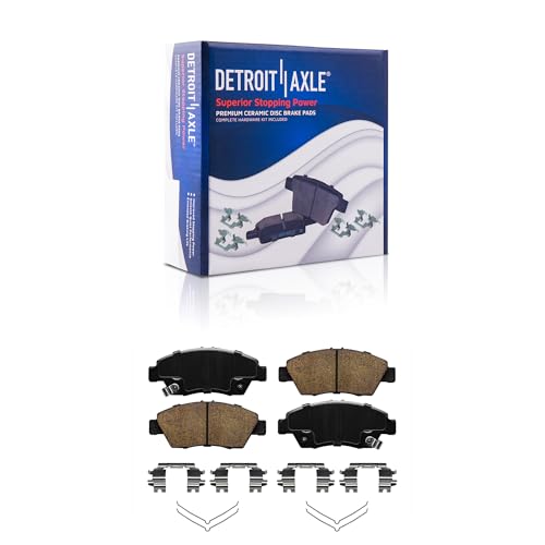 Image of Detroit Axle - Brake Kit for 2009-2013 & 2015-2020 Honda Fit, Front Ceramic Brake Pads Rear Semi-metallic Brake Shoes 2010 2011 2012 2016 2017 2018 2019 Replacement
