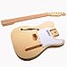 RSW DIY Electric Guitar Kit - Semi-Hollow Body with F-Hole - Pre-Wired Electronics (No Soldering) - Unfinished Basswood T-Style Guitar Building Project for Beginners