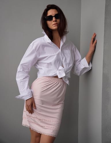 Image of Avidlove Half Slips for Women Underskirt Dress Extender Lace Trim Knee Length Short Skirt