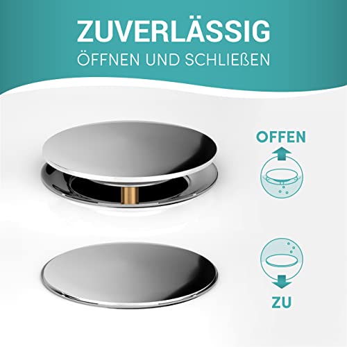 Verstellbarer Badewannenstöpsel Aus Messing – Pop-Up-Design, 44 Mm, Für Badewanne & Waschbecken, Verchromt
