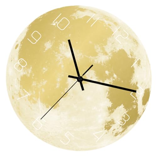 Baluue 夜光月球壁掛け時計 アクリル製 光る掛時計 静音連続秒針 寝室リビング用 クリエイティブ装飾