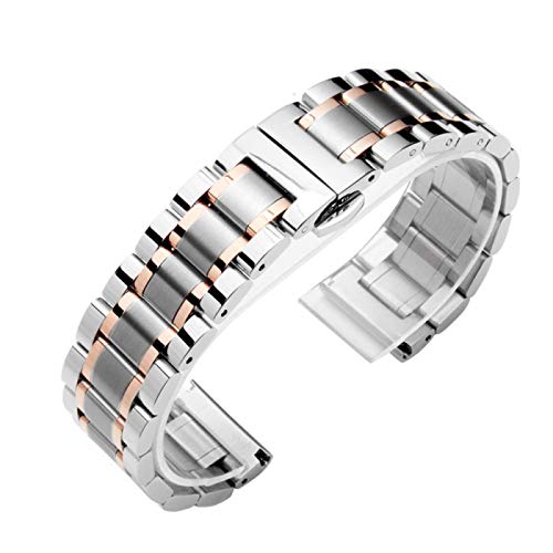 NNJJGS Stainless-Steel Strap Metal Watch Band Premium Solid Stainless Steel Watch Bracelet Straps for Men Women,Between-rosegold-15mm