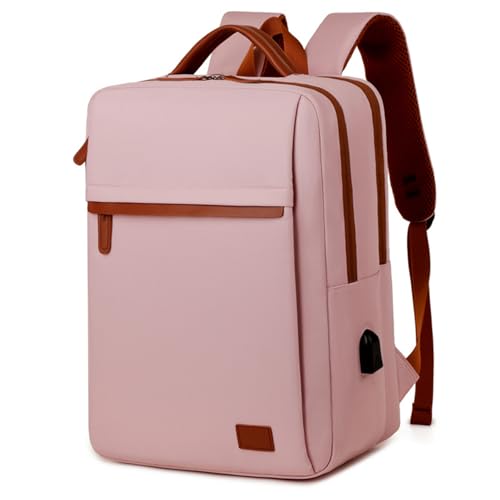 Laptop Backpack,Business Travel Anti Theft Slim Durable Laptops Backpack with USB Charging Port,Water Resistant College Computer Bag for Women & Men Fits 15.6 Inch Laptop and Notebook-Pink