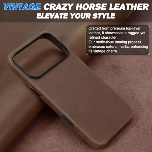 Image of SHIELDON Genuine Leather Case for iPhone 17 Pro Max 6.9 inch 2025,Dark Brown