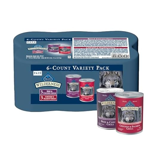 Blue Buffalo Wilderness High Protein Beef and Chicken & Salmon and Chicken Wet Dog Food Variety Pack for Adult Dogs, Grain-Free, 12.5 oz Cans (6 Pack)