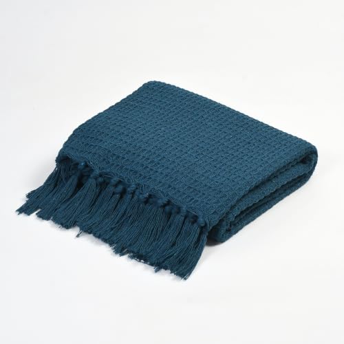 Image of Handloom Cotton Throw for Sofa & Bed | Soft Lightweight Boho Blanket | Decorative All-Season 100% Cotton Sofa Throw - 50x60 inch