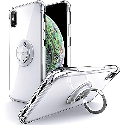 Silverback Designed for iPhone X/XS Case, Minimalist Case with Ring Kickstand, Transparent Slim Shockproof TPU Bumper Cover for Apple iPhone X/XS - Clear Cover