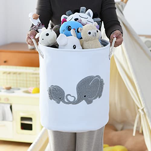 Inough Baby Laundry Basket Elephant, Baby Girl Basket Large Baby Hamper For Nursery Boy, Kids Laundry Baskets, Nursery Hamper For Baby, Baby Nursery Decor For Livingroom Kidsroom Play Room #TOP1