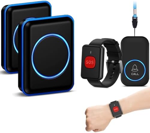 FullHouse Caregiver Pager Wireless Call Button Emergency Wristban...