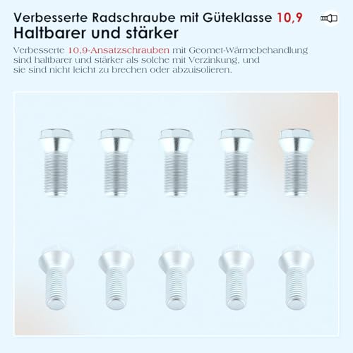 GEARMONSTER Spurverbreiterung, 2x20mm Distanzscheiben Set, LK:5x112 NLB:66.45, 40mm Spurverbreiterungen mit 10 Stück Radschrauben M14x1.5x25mm für Benz, Schwarz