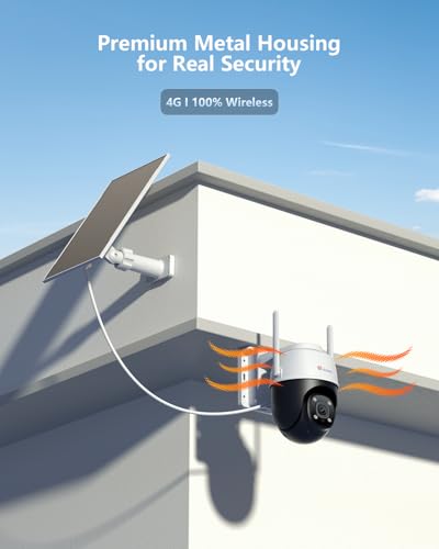 Ctronics 4G &Uuml;berwachungskamera Aussen Solar, AOV 24/7, Auto Tracking, 30 m PIR-Erkennung, 14400mAh Akku, 8W Solarpanel, PC/App, Metal, 2K 3MP 30m Farbige Nachtsicht, Cloud/128GB SD, IP66
