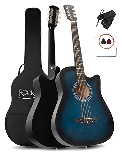 Rocktile WSD-5C-BUB Slim Line Set de guitare folk Blueburst - Les Beatles, Paul McCartney, John Lennon, RIngo Starr, George Harrison Rocktile WSD-5C-BUB Slim Line Set de guitare folk Blueburst